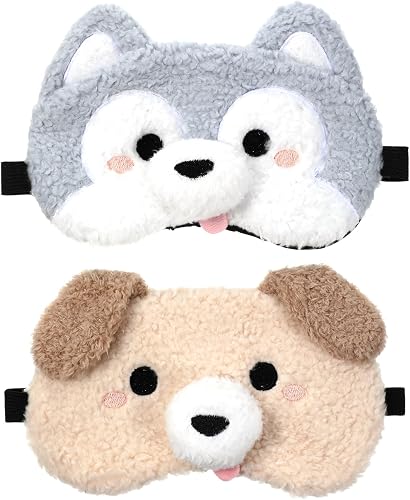 Eldraqth Plush Dog Kids Sleep Mask 2-Pack - Cute Animal Eye Masks for Comfortable Sleep, Travel and Sleepovers Eldraqth Plush Dog Kids Sleep Mask 2-Pack - Cute Animal Eye Masks for Comfortable Sleep, Travel and Sleepovers