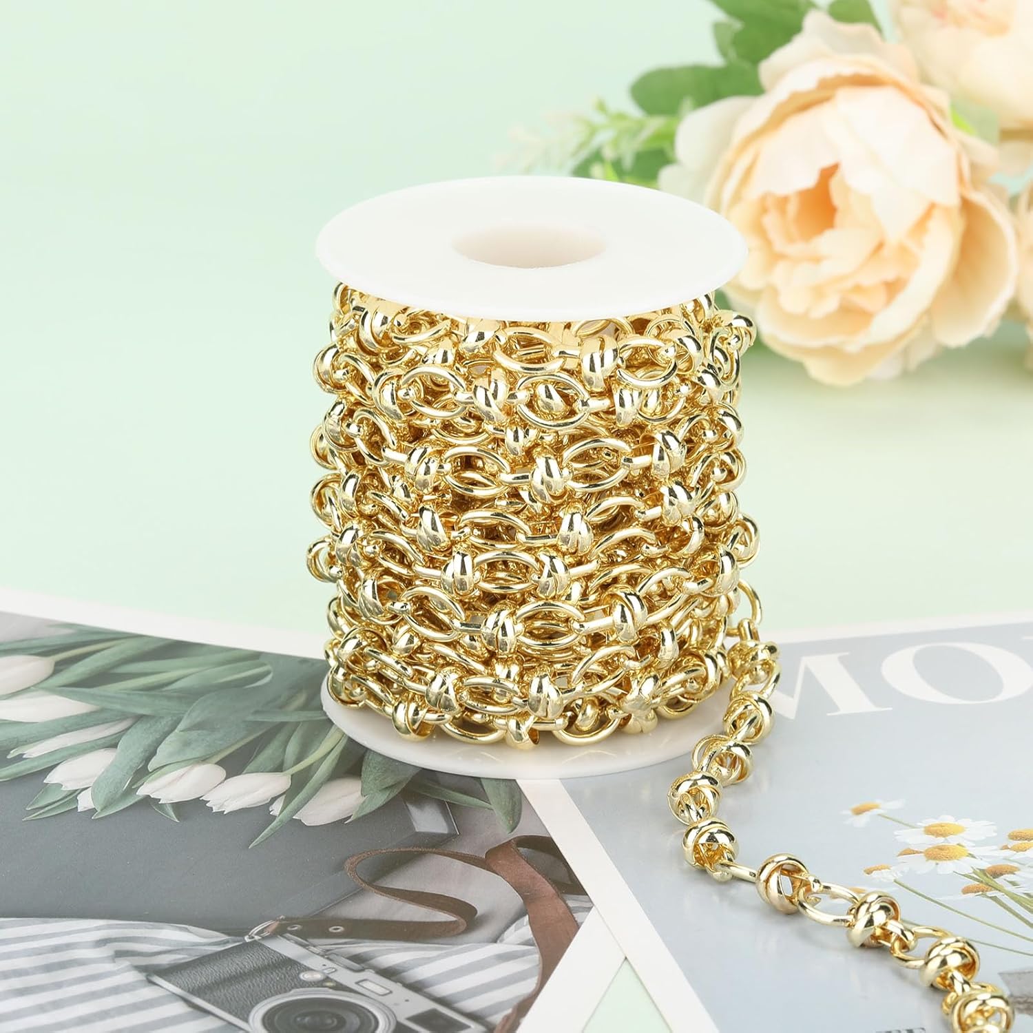 KYUNHOO 13 Feet Strong Circle Link Chain Spool Light Gold Plated Iron Jewelry Chains for Making Jewelry Unwelded Mental Chain for Crafting Finding Jewelry Making Supply - Image 6