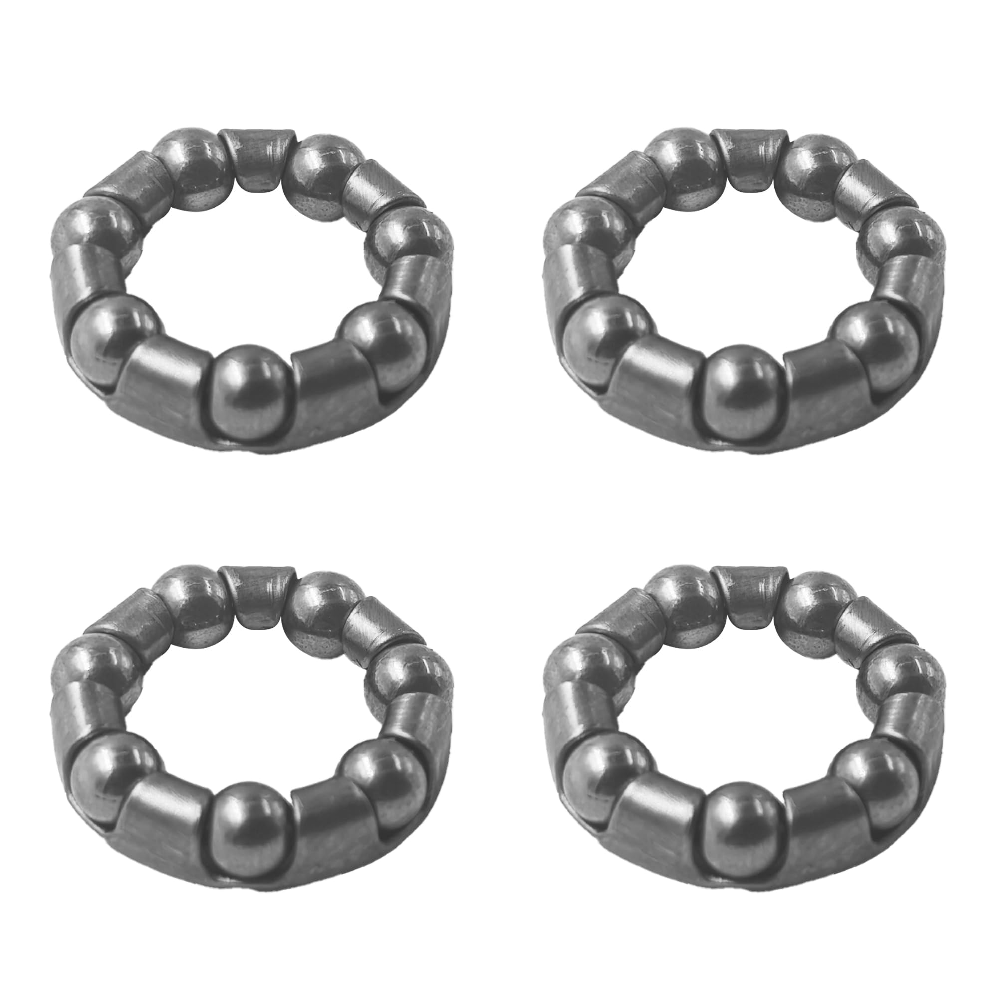 bociloy 4Pcs 1/5" x 6 Balls Bicycle Ball Bearing Retainer, Bike Wheel Hub Bearings for Front Rear Axle Replacement, Crank Bottom Bracket Repair Parts for Mountain Road Kids Bikes