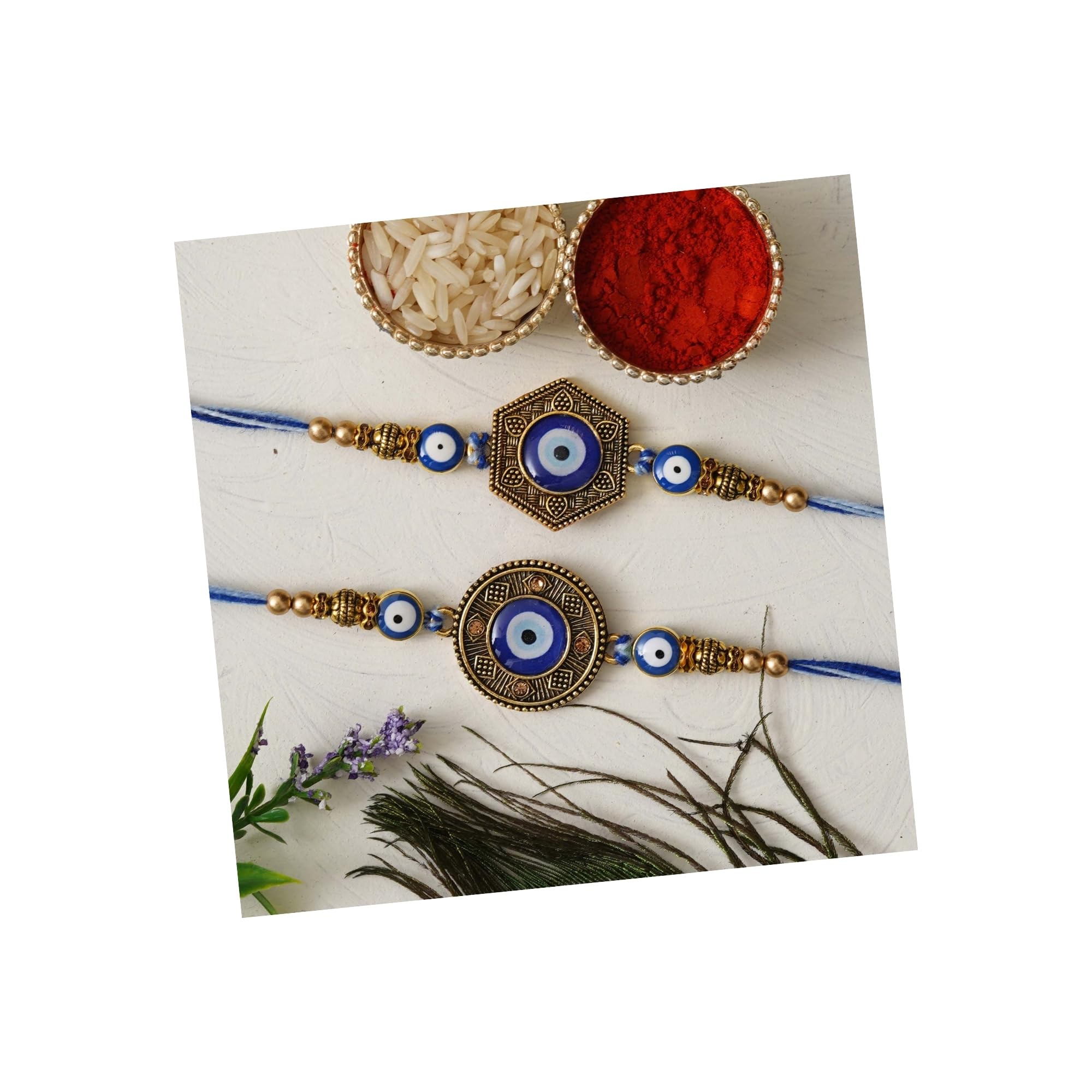 eCraftIndia Set of 2 Evil Eye Designer Rakhis for Brothers with Roli Chawal Pack. (B0D4TGZRB3) Amazon Price History, Amazon Price Tracker