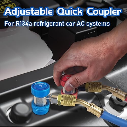 Miniatura 2 de Adaptador R134a Aire Acondicionado Adaptadores de Acoplador Rápido Ajustable Alta Baja AC Freón Manómetro Kit de conversión de manguera 14 SAE HVAC