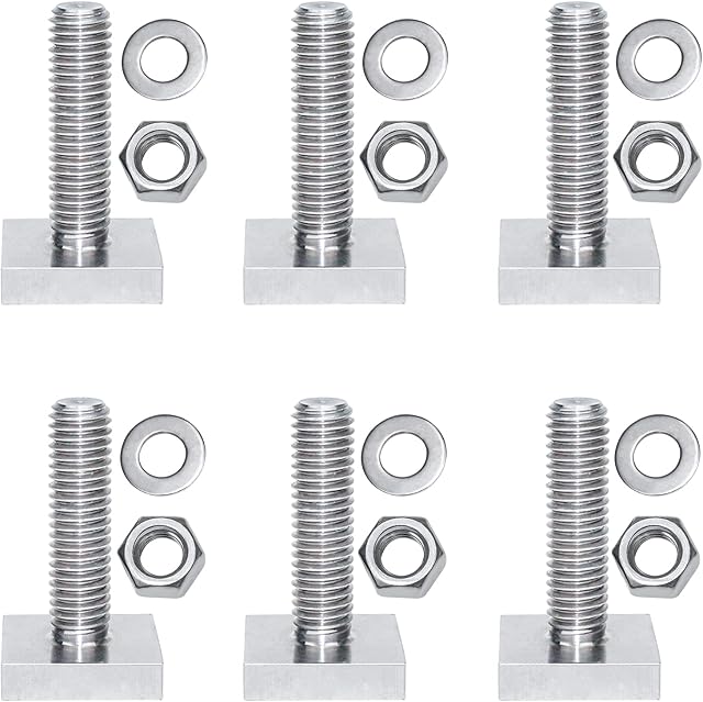 T Track Adapter Bolts M8x30mm T-slot Adaptor Roof Box Rack Bolts with Nut Washer for Machinery Equipment Pan Machine Screws Fasteners(Stainless Steel 6Pcs Kit 20 x 20 mm)