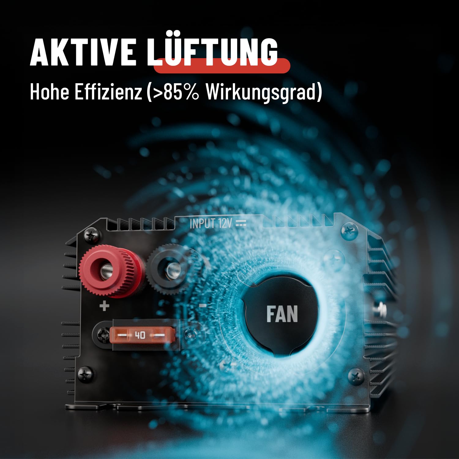 ABSINA Wechselrichter 12V auf 230V - Modifizierter Sinus Spannungswandler - Inverter 300W mit 600W Spitzenleistung - Stromwandler - Stromumwandler - Umwandler