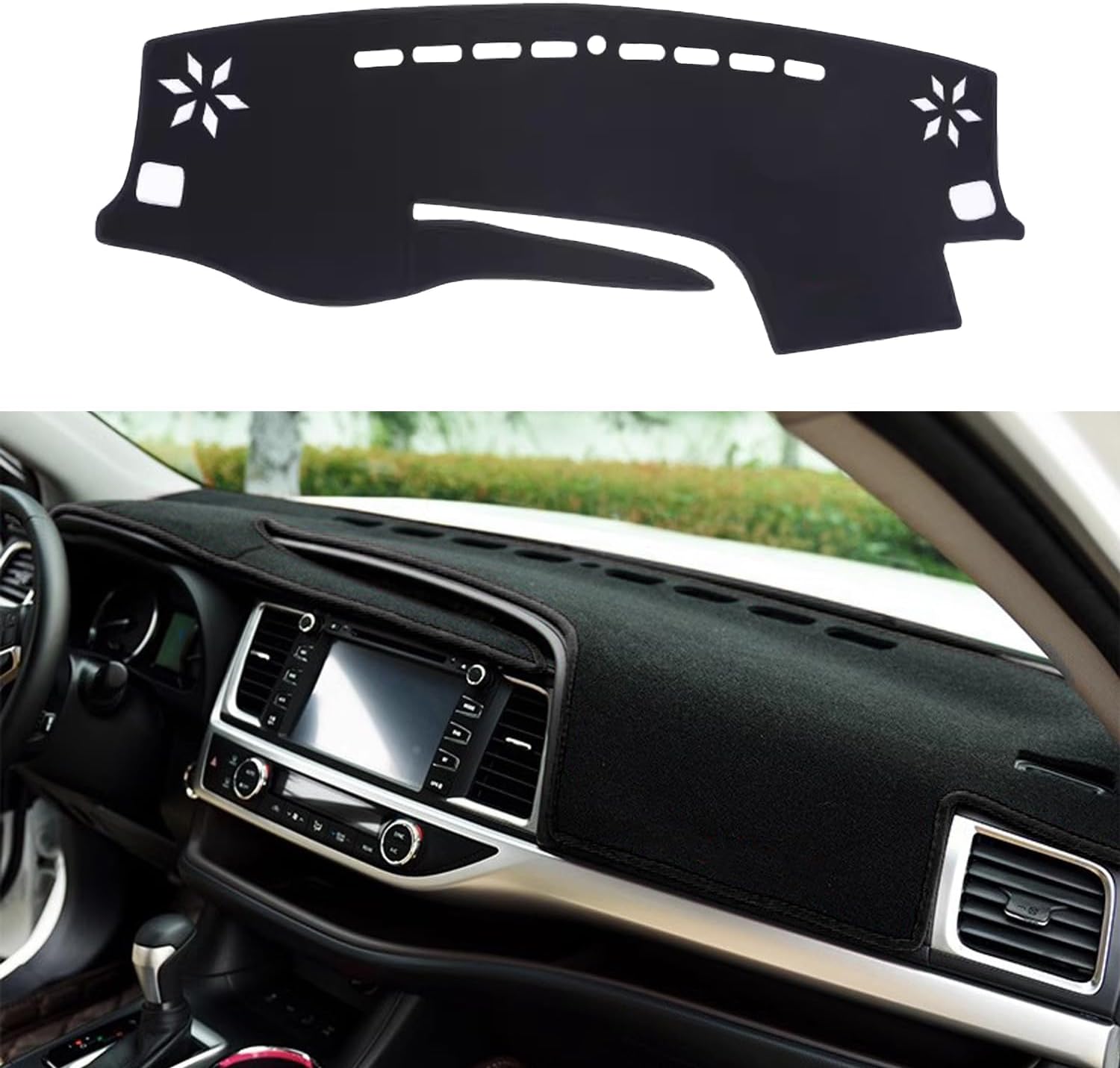 Blazeray Car Dashboard Cover Custom Compatible with Toyota Highlander 2014 2015 2016 2017 2018 2019 Anti-Skid Dashboard Mat Center Console Protector Cover Mat Sunshield Cover Mat(Black Edge)