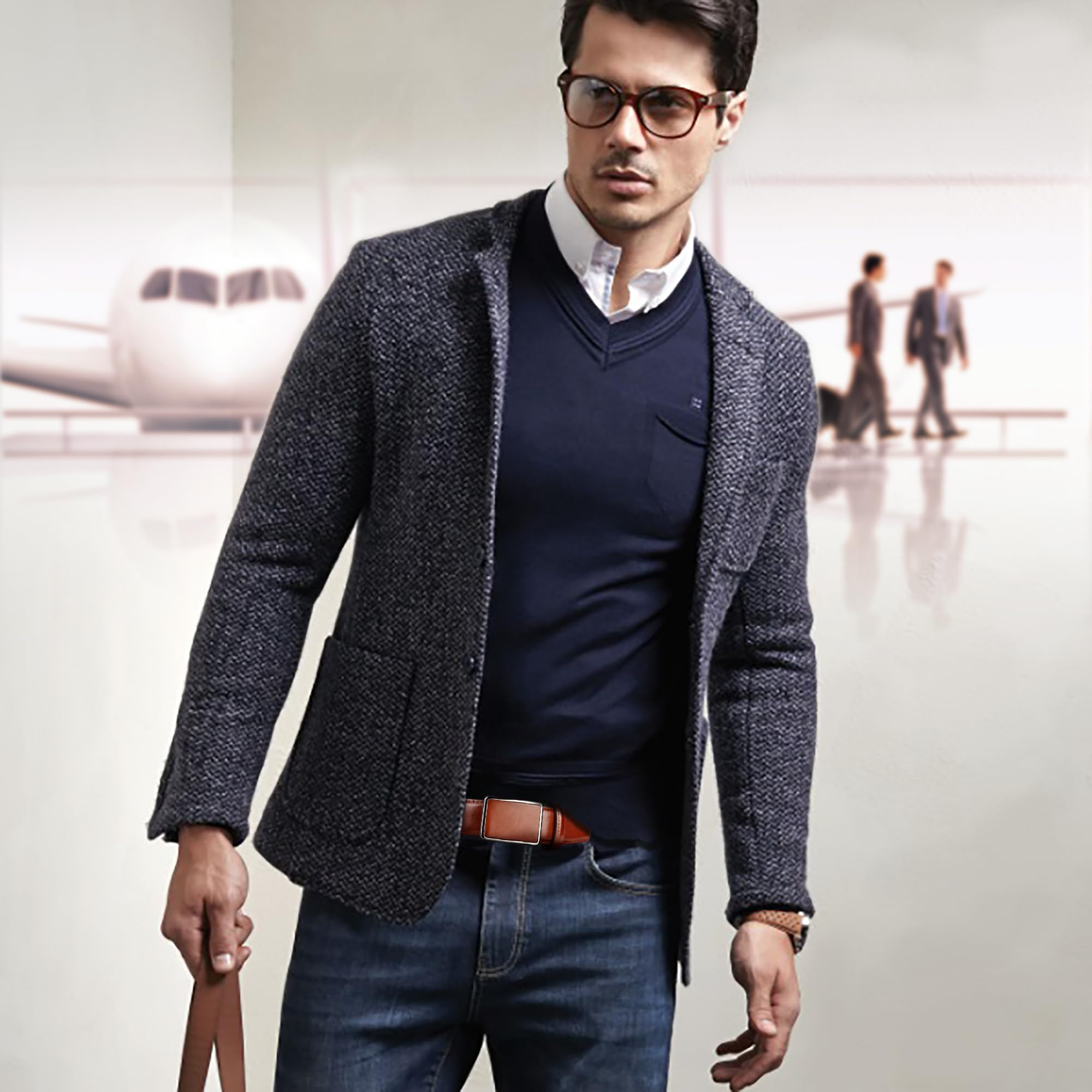 Anthoni Crown Herren Ledergürtel Cognac mit Automatikschließe Modell 37114
