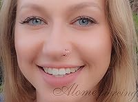 Vista 20 de Black Double Nose Ring - Tiny 20 Gauge Black Silver Spiral Nose Hoop - 925 Black Sterling Silver Double Nose Piercing For Women