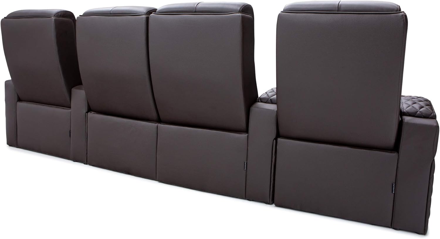 Seatcraft Apex Home Theater Seating - Top Grain Leather - Power Recliner - Power Headrests - Power Lumbar - LED Armrests - SoundShaker - USB Charging - Cup Holders (Row of 4 Middle Loveseat, Brown) : Home & Kitchen