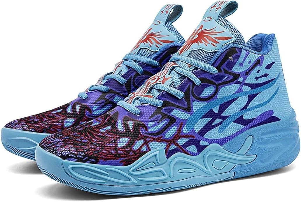 Men's High Top Mesh Basketball Shoes with Anti Slip Wear-Resistant Fashionable Sports Leisure Boots