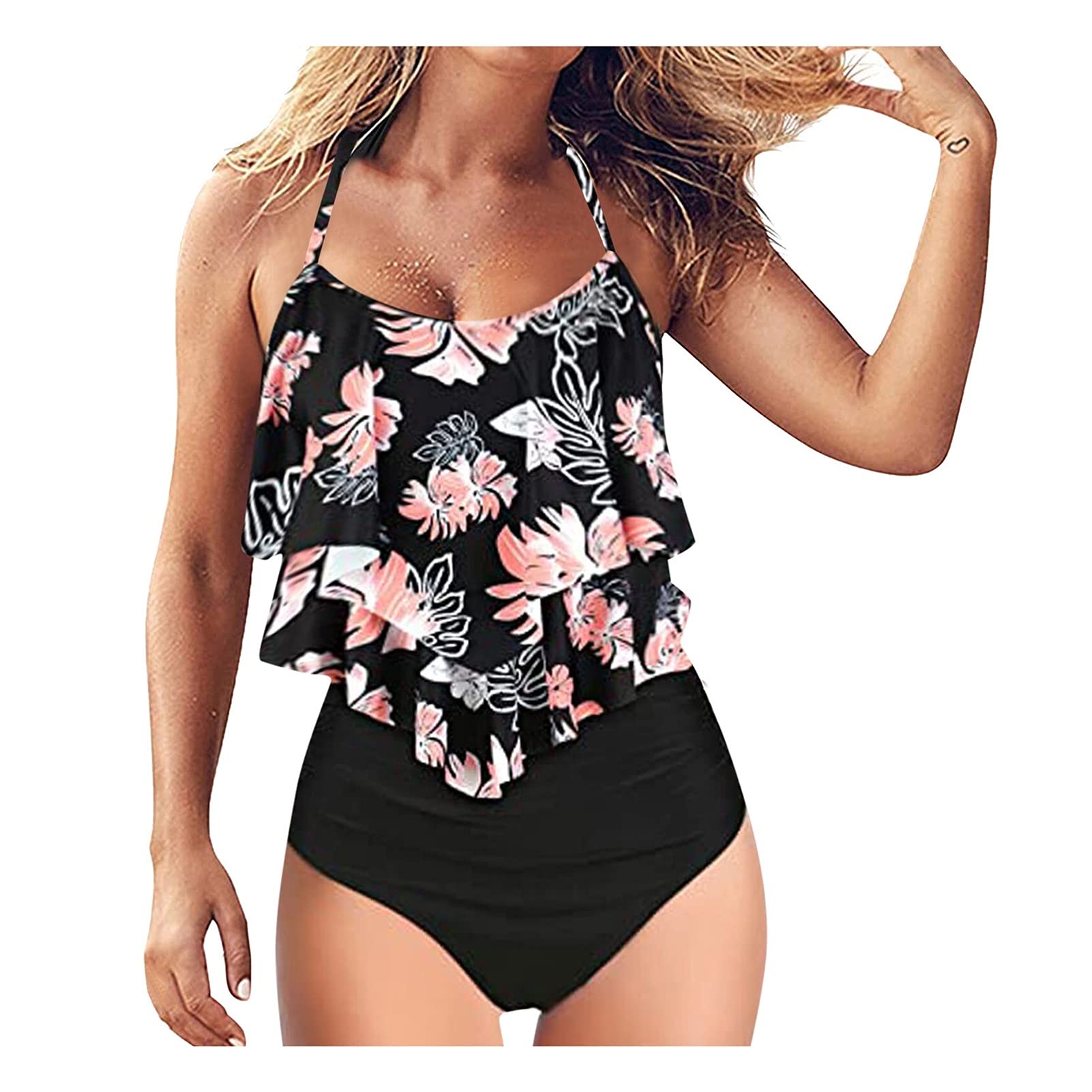 Costume da Bagno a Due Pezzi Costumi da Bagno Taglie Forti Costume da Bagno a Vita Alta Costume da Bagno con Stampa Leopardata per Donna Costume da Bagno Donna Costumi a Due Pezzi Bikini Set (Il)