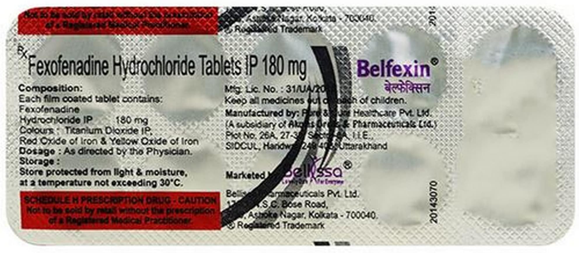 Belfexin 180mg - Strip of 10 Tablets
