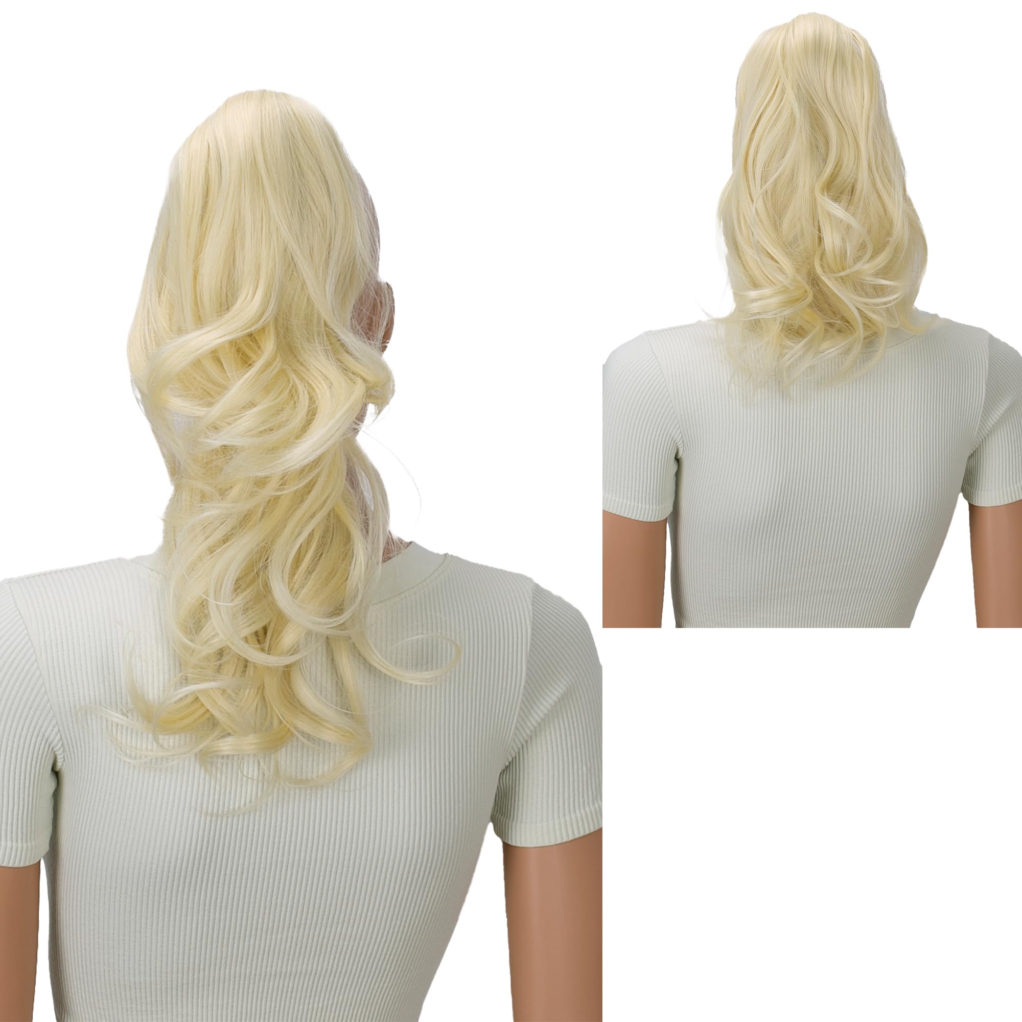 Caisha 2 In 1 30Cm E 40Cm Posticcio Treccia Portare I Codini Extensions Per I Capelli Voluminoso Ondulato Biondo Platino H305-image