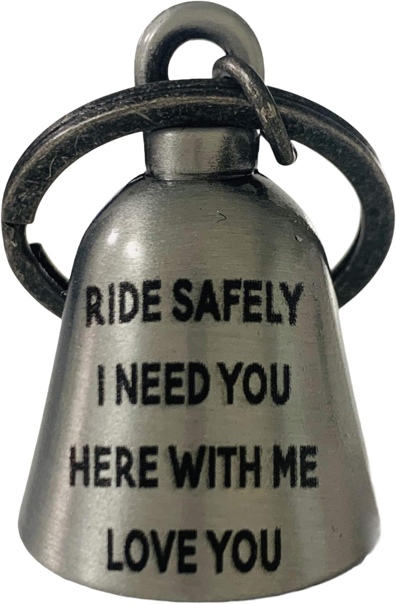 Kustom Cycle Parts " RIDE SAFELY I NEED YOU HERE WITH ME LOVE YOU Motorcycle 'Evil Spirits' Biker Guard Bell. (Silver Bell)
