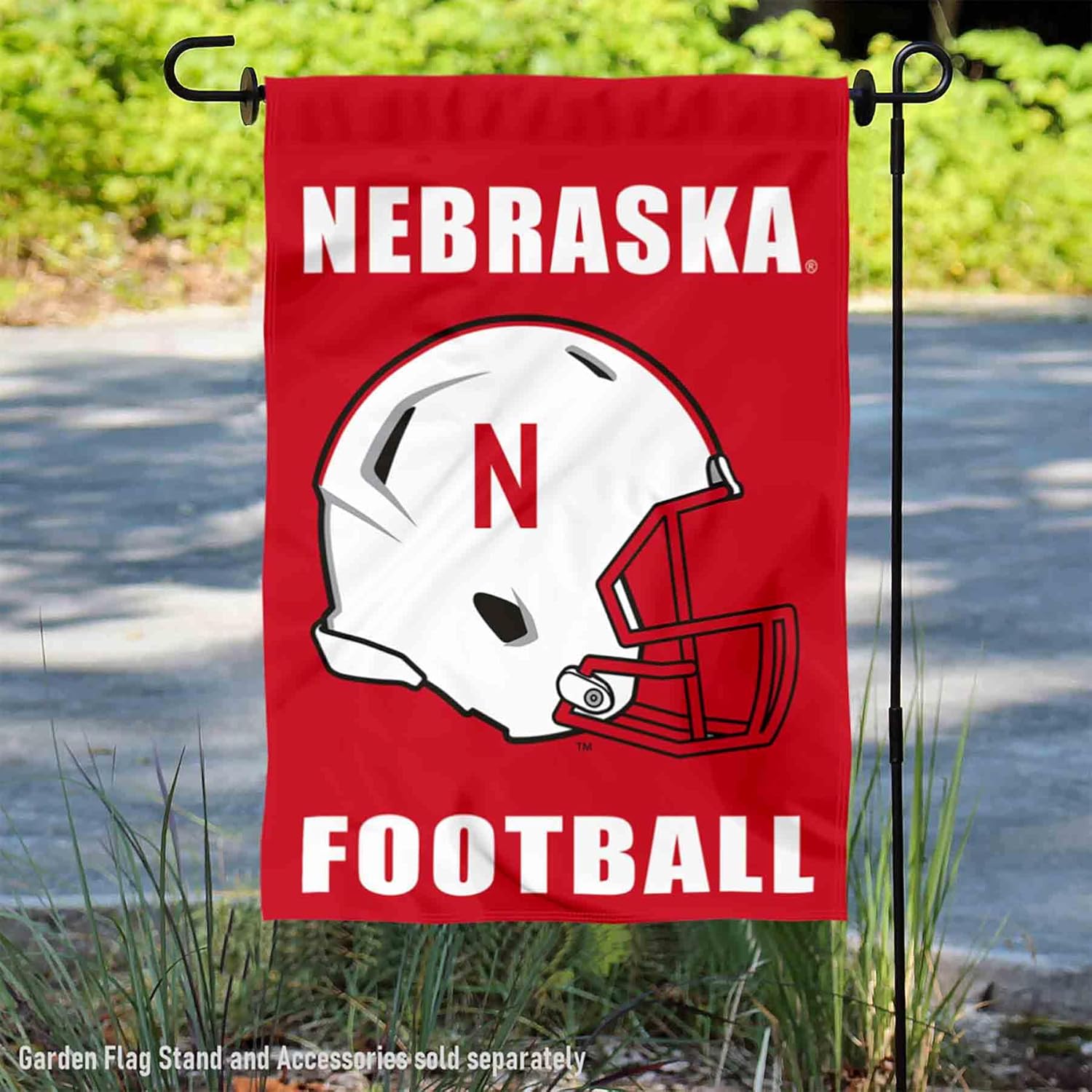 Nebraska Huskers Football Helmet Garden Flag - Image 2