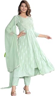 JD Finishing Rayon Printed Kurta with Pants Dupatta Set for Women Girls Long Middle Cut Kurtis Stylish Latest New Trending... Price In India