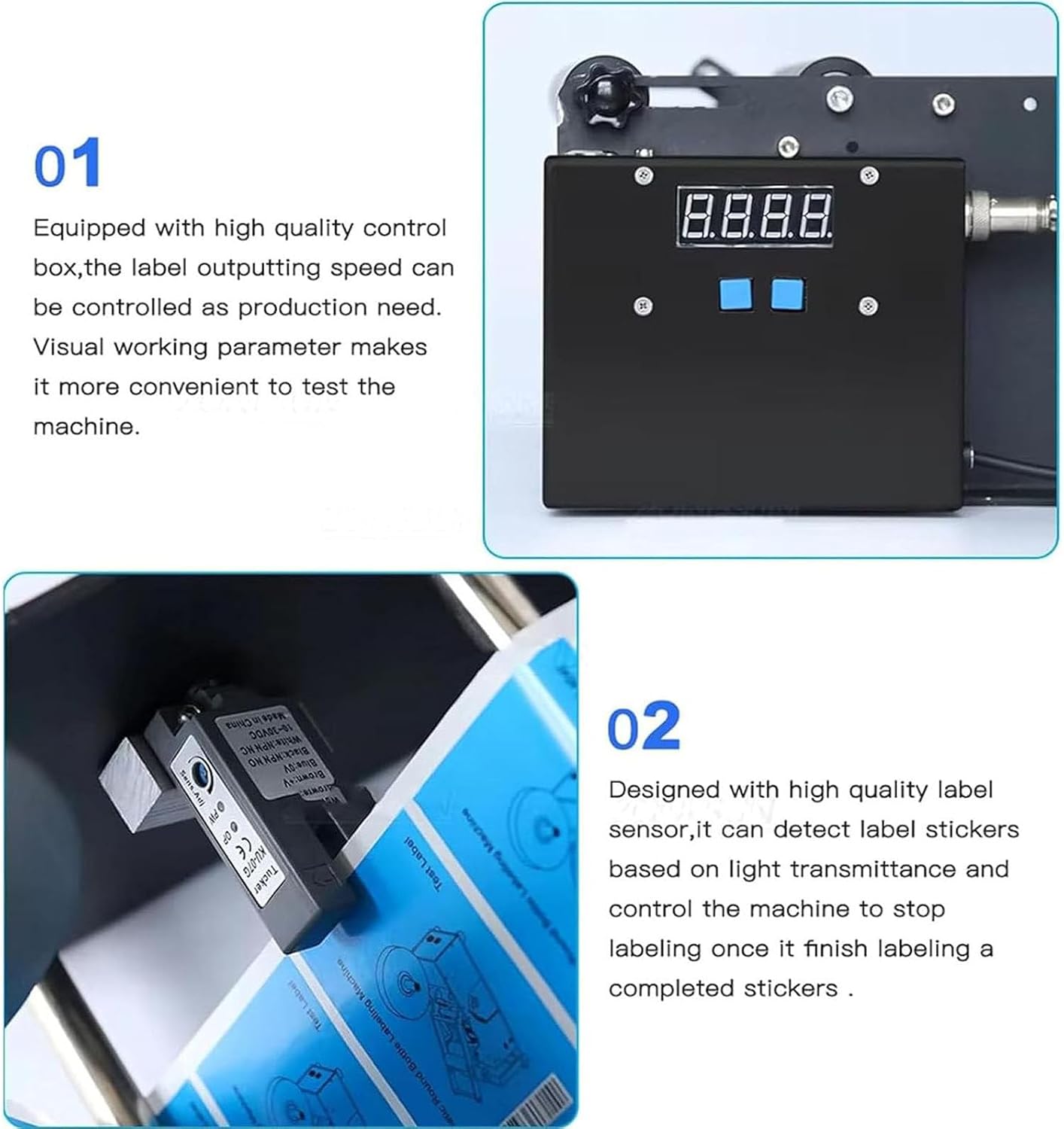Semi Automatic Electric Round Glass Plastic Bottle Labeling Machine Sticker Label Applicator 30pcs/min Bottle Labeler for 15-100mm Diameter for Cosmetics,Food,Beverage Other Industries