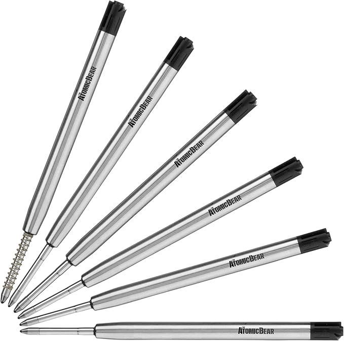 Pen Refills for Ballpoint Pens 6 Pack of Black Ink Medium Flow Refill Cartridges