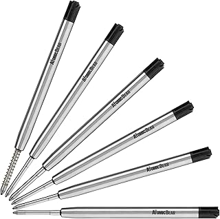 Pen Refills for Ballpoint Pens - 6 Pack of Black Ink Medium Flow Refill Cartridges - Fits Tactical Pens and G2 Parker Ball...