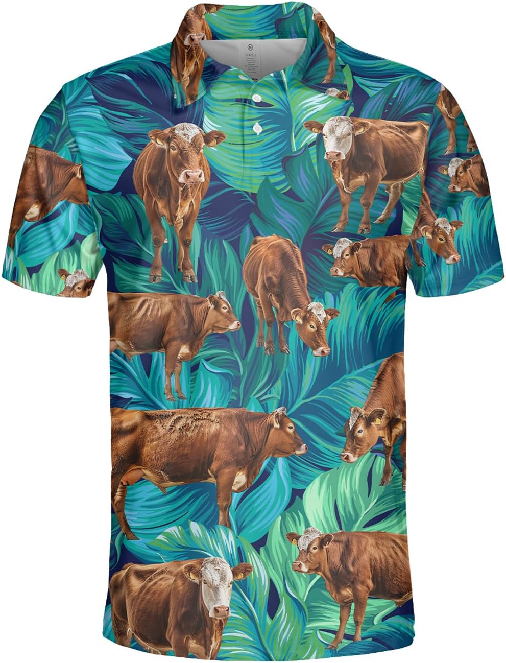 Cow Men's Polo Shirts - Tropical Summer Short Sleeve Regular Fit Golf Shirts for Men Series 25