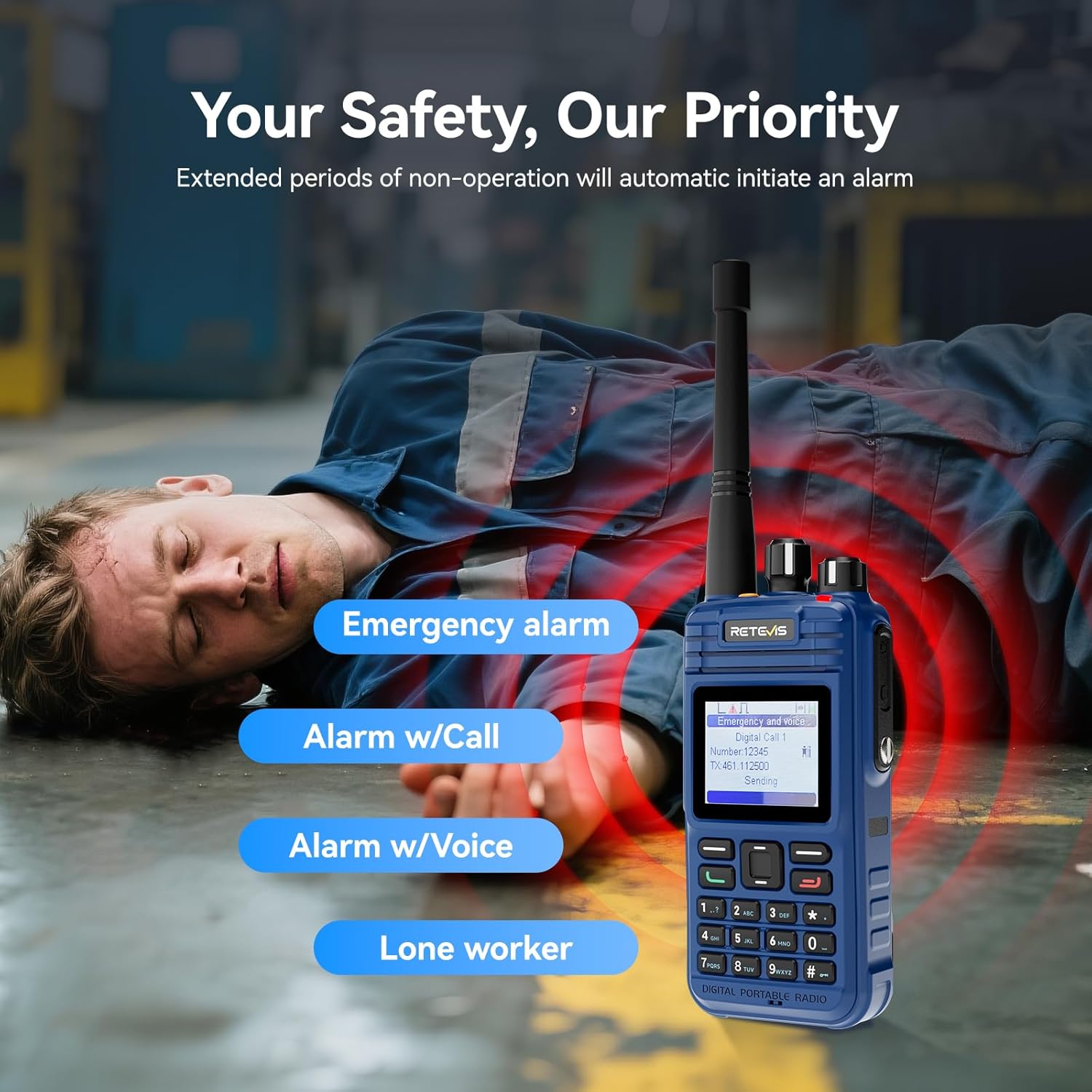 Retevis MateTalk E2 Intrinsically Safe Walkie Talkies,Explosion-Proof Two Way Radios,IECEx Certified,IP68 Waterproof,Lone Worker,Rugged MIL-STD-810G,for Gas Processing Plant Petroleum Refinerie(2Pack)