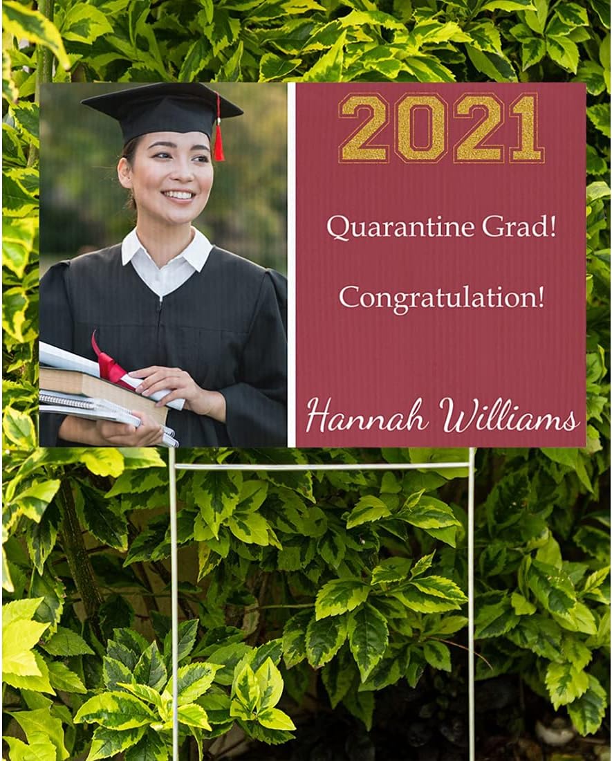 Personalized Yard Sign with Stakes Stand Full Color. Custom by Your Photo Name. Great for Happy Birthday, Graduation, Christmas, Political, Wedding, Thanksgiving & More (24" x 18", Graduation Photo)