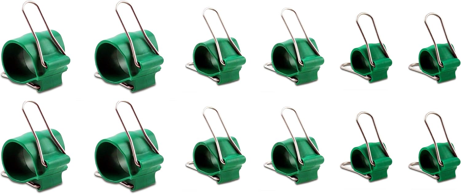 Reusable Garden & Cable Clips – Indoor/Outdoor Clamp Holders for Plants, Cords, Wires, String Lights, Trellis & Décor, Multi-Size 12 Green Pack (4 Small, 4 Medium, 4 Large)