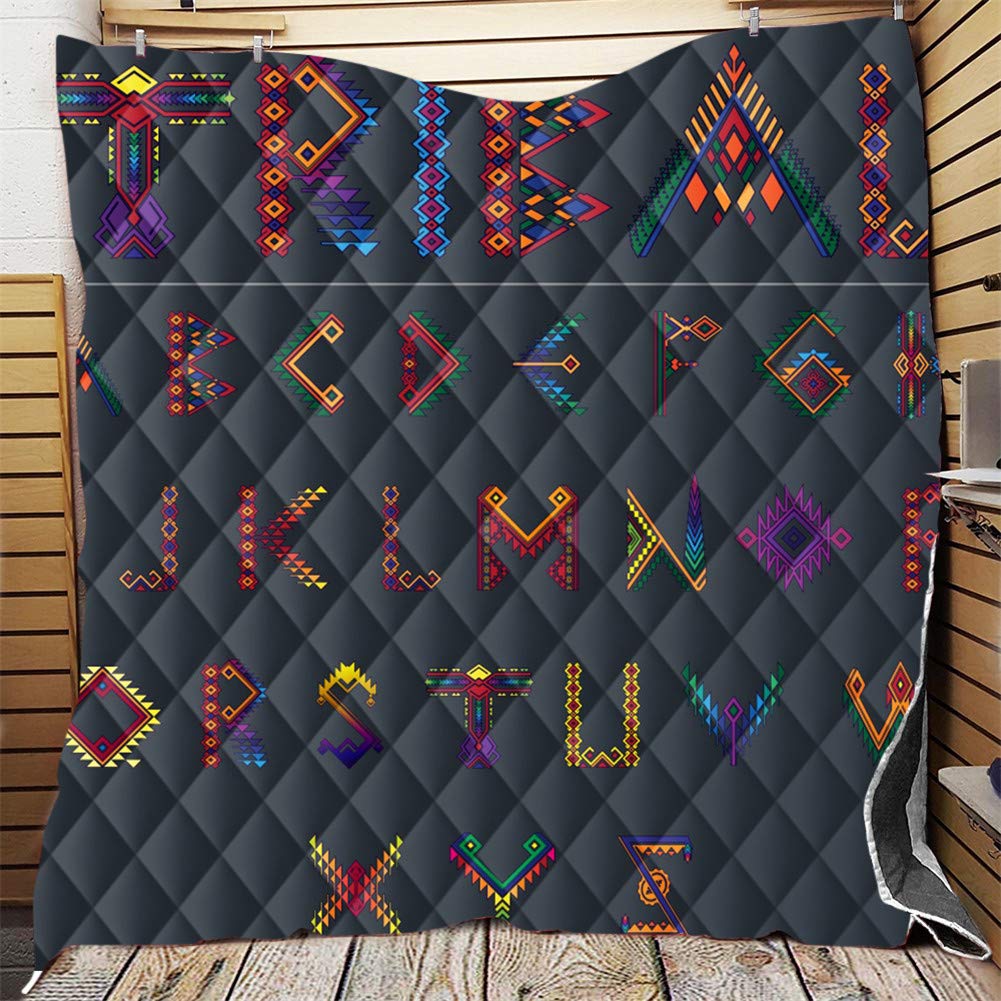 FANSU Bedspread Quilt Single Double Super King Bed Size, Quilted Bed Cover Sofa Blanket Throw Lightweight Decorative Coverlet 3D Microfiber Comforter Bed Sheet (Alphabet,226x260cm)