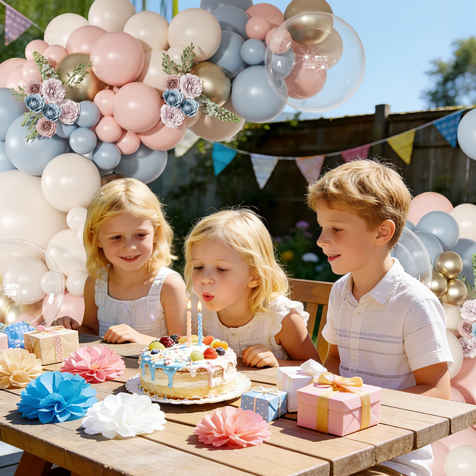 Ballongirlande, Bogen-Set, 126 Stück, Rosa, Blau, Sand, Weißgold, Luftballons für Jungen oder Mädchen, Deko, Babyparty, Boho, Junggesellinnenabschied, Hochzeit, Geburtstag, Partyzubehör