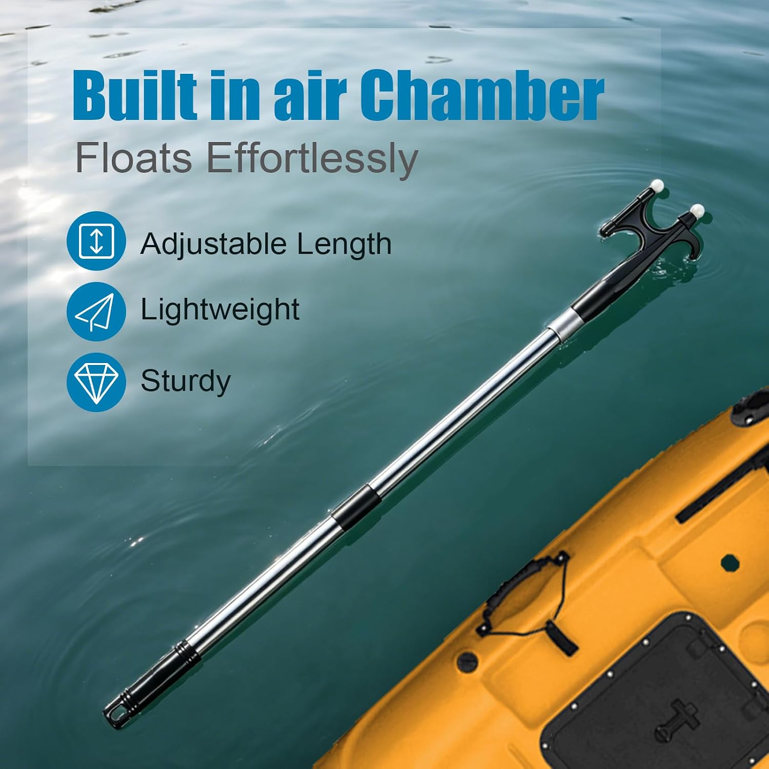 3-12FT Telescoping Boat Pole with Luminous Hook | Lightweight & Durable, 9-Stage Anodized Aluminum Pole | 3/4" Threaded End for Push-Pull Docking Boating Cleaning Accessories