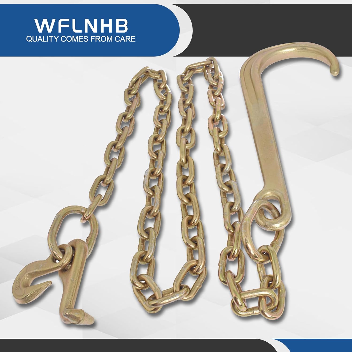 WFLNHB 5/16 x 6 FT Grade 70 Tow Chain 15 J Hook Mini R Hook Replacement for Recovery Wrecker Axle
