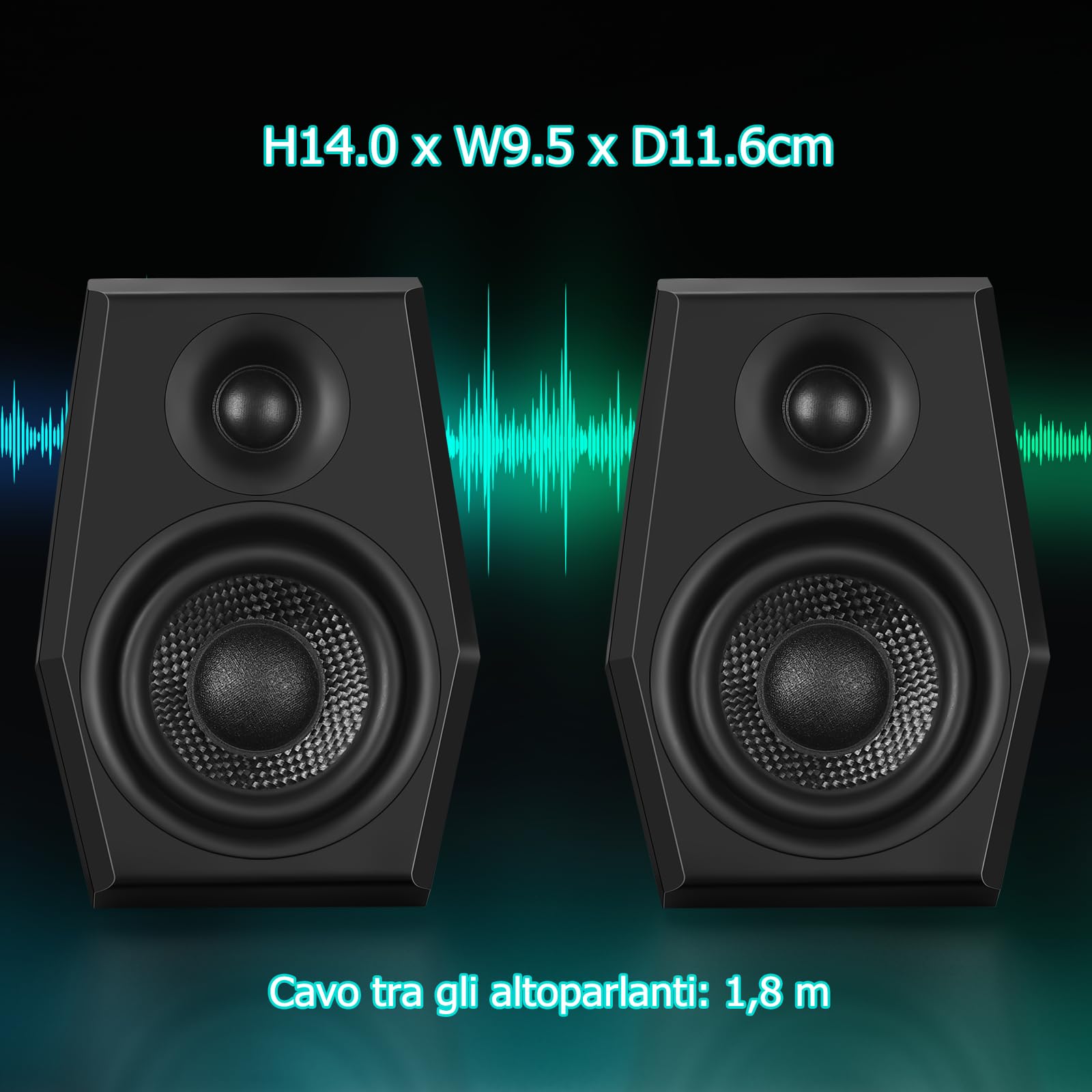 Sanyun SW209 Casse Gaming 2.0 36 W, Audio Tattico 3 Modalità DSP | Gaming/Film/Musica, DAC 24 bit, USB-C/Bluetooth 5.2/AUX, Driver Fibra di Vetro 7 cm + Cupola Seta 18 mm, RGB (Coppia, Nero)
