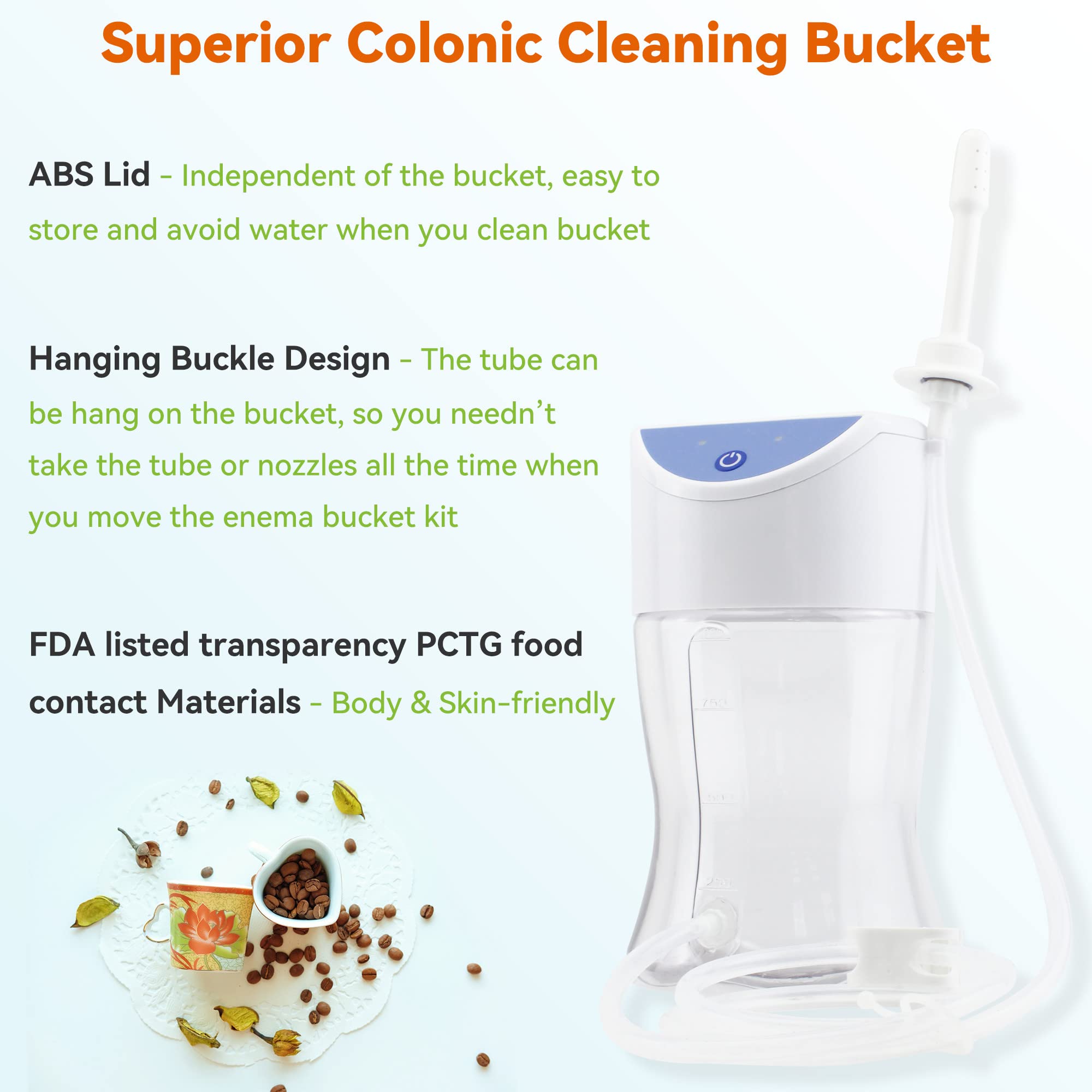 TopQuaFocus 2L Plastic Enema Bucket Kit For Colon