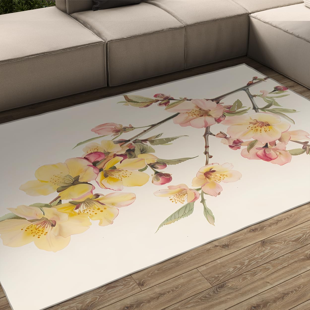 Tapis de cuisine 80x120cm antidérapant et lavable à motif floral boho