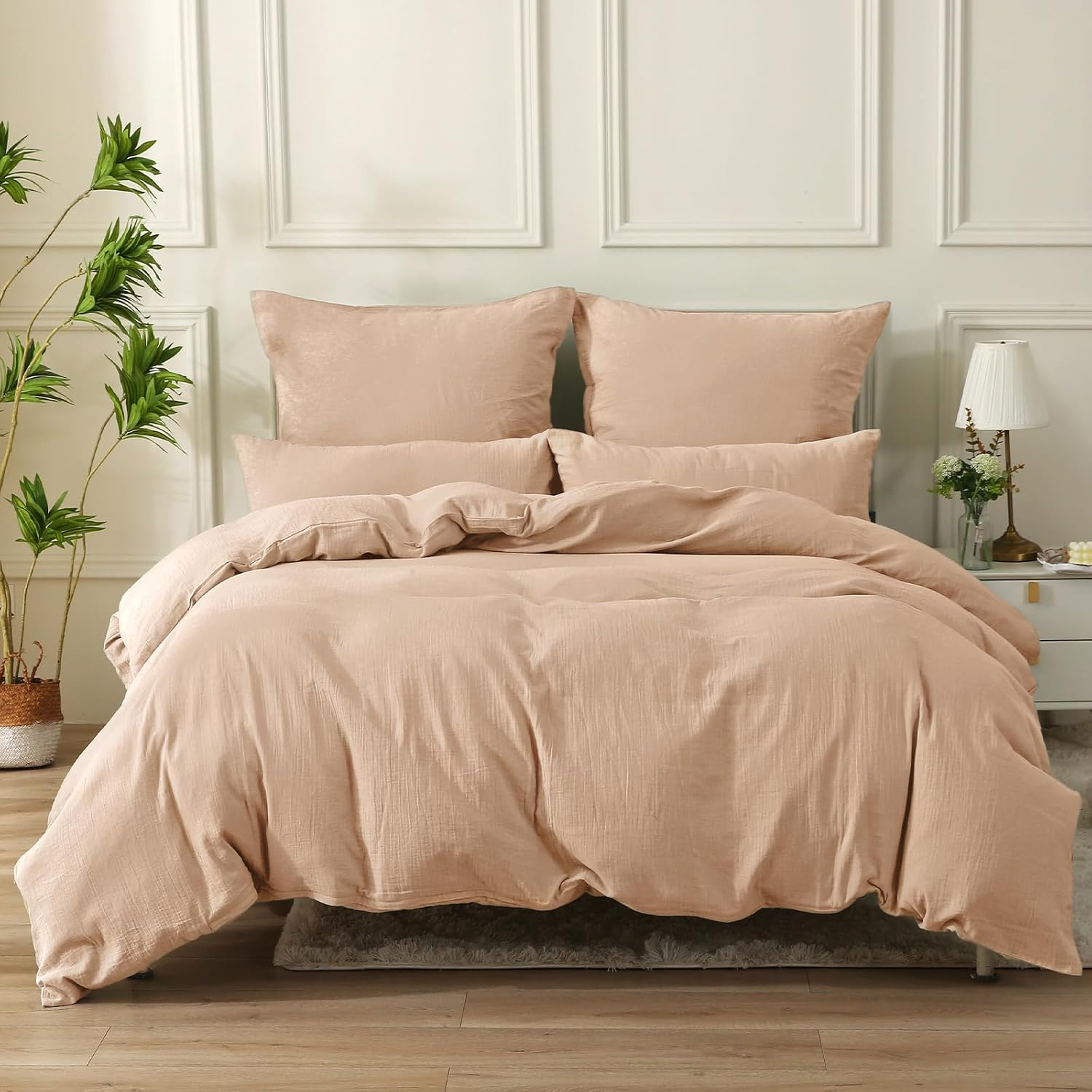 SOULFUL muslin duvet cover set, 155 x 220 cm, cotton, apricot brown