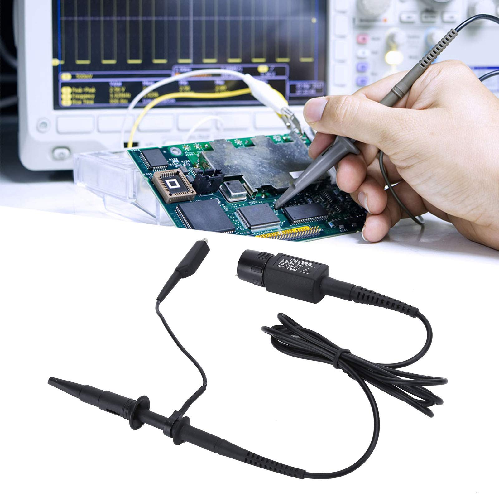 Jeffergarden Universal-Oszilloskop-Tastkopf-Kit, 500 MHz Bandbreite, 10:1 Dämpfungsverhältnis, Farbmarkierungsringe für Einfache Kanalidentifikation, Kleine Größe für Einfache Verwendung,