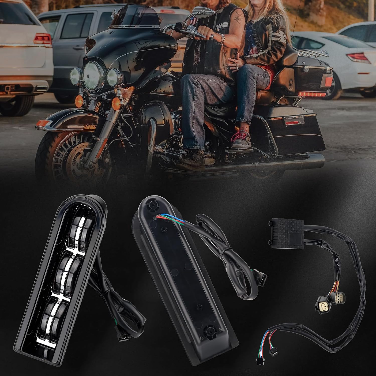 LKV Motorcycle Rear Saddlebag LED Light Inserts Support Tail Lights Filler Panel Lights for Harley Touring FLHTCU FLHTK FLTRU Road King Electra Glide 2014-2022