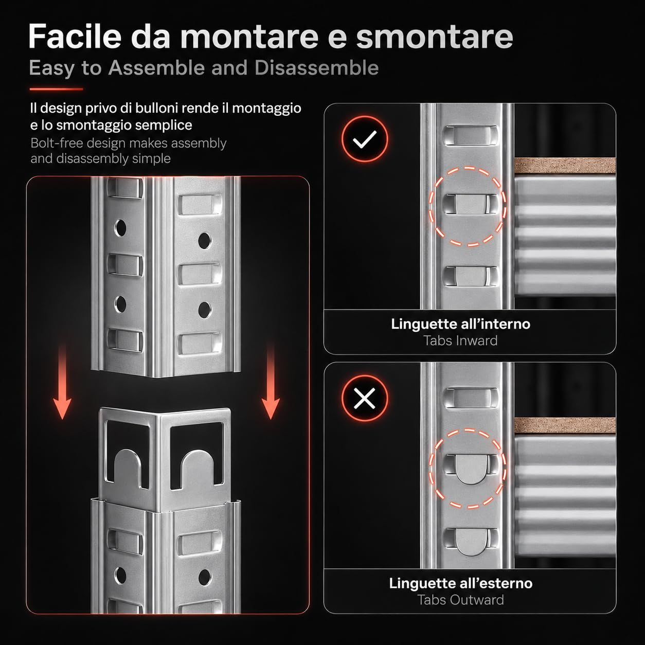 KOMBO - Set 2 Scaffali Metallo Zincato 90x40x180 cm, 5 Ripiani Regolabili, 175 kg Portata Ripiano, 1750 kg Totale, Montaggio Incastro Senza Bulloni, Garage Cantina Magazzino