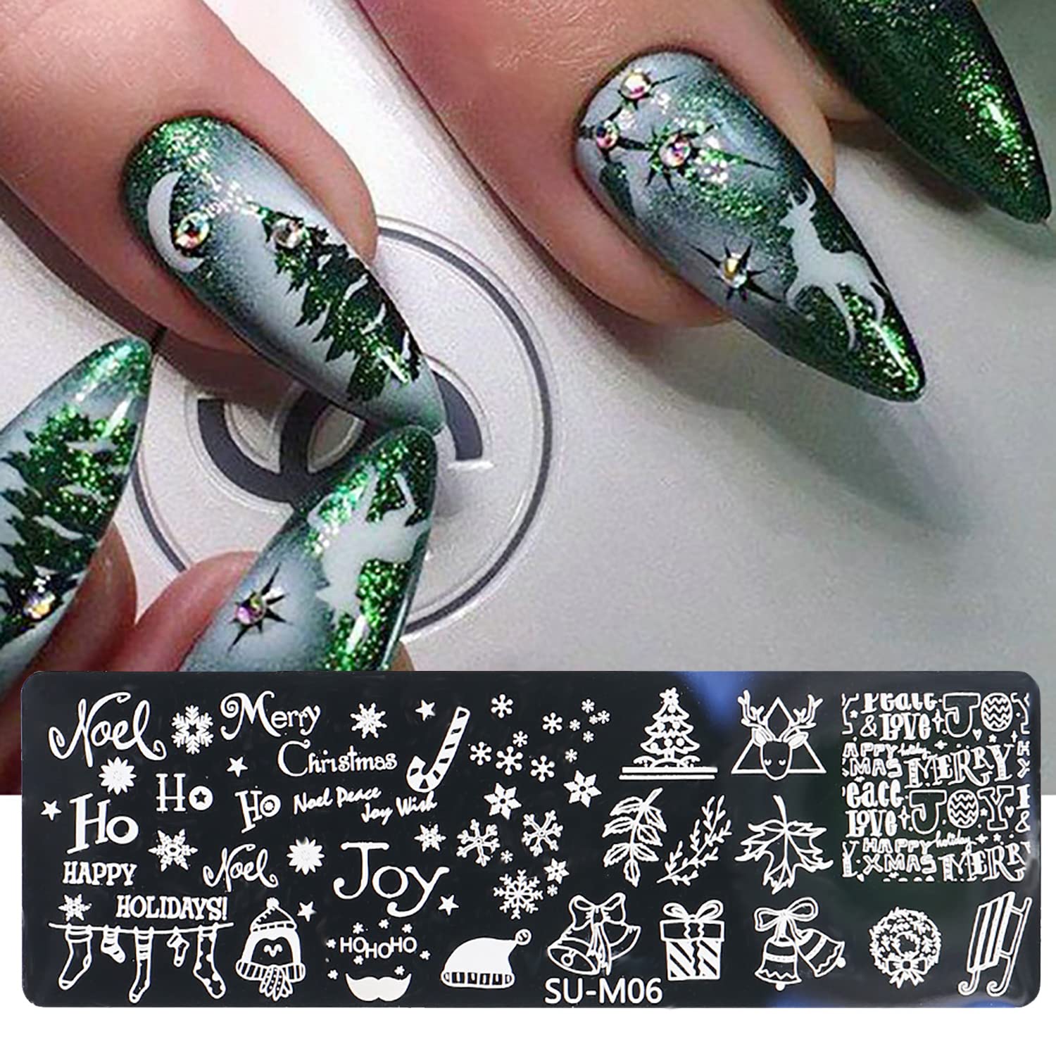 6Pcs Christmas Nail Stamping Plates Winter Snowflake Snowman Nail Stamper Template Kit Xmas Christmas Tree Elk Design Nail Decorations Supplies