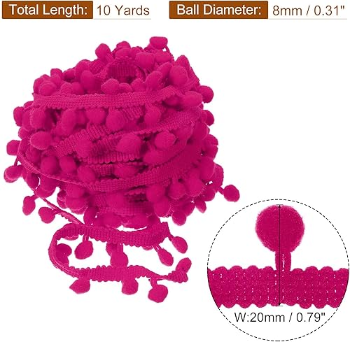 Miniatura 2 de uxcell 10 yardas con flecos de pompones, accesorio de costura de cinta, manualidades, para el hogar, cortinas, ropa, almohadas (0.315 pulgadas,