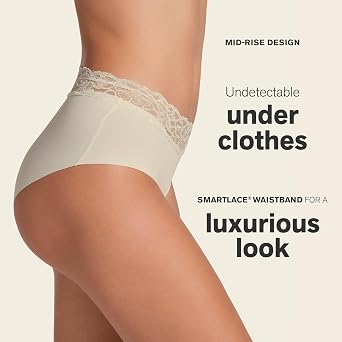 Leonisa Ultra-Light Lace Waistband Cheeky Panties - Seamless Underwear for Women
