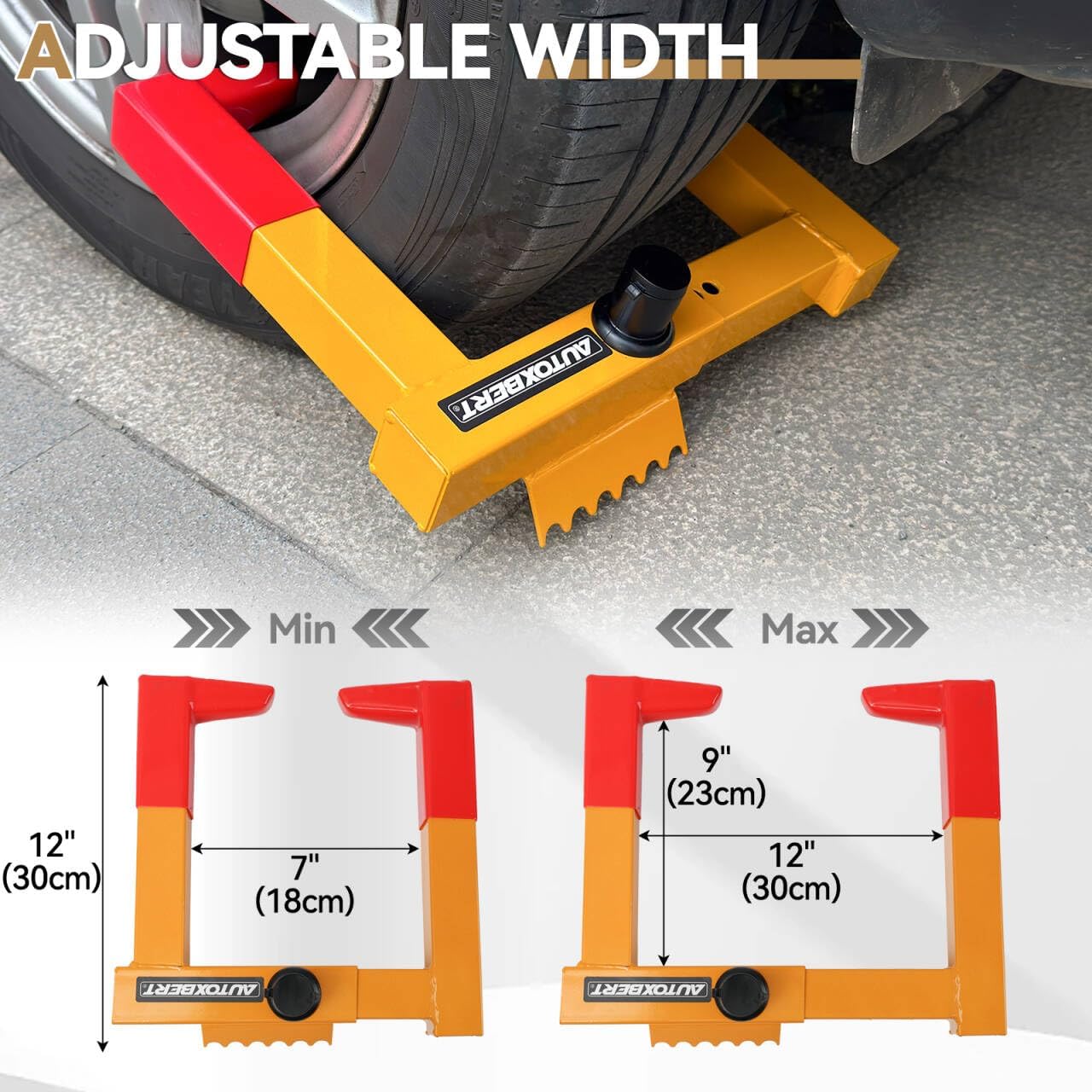 AUTOXBERT Universal Wheel Lock Anti Theft for Trailer, Fits 7"-12" Tires,Trailer Tire Boot Wheel Lock Car Parking Boot for SUV Boats ATV RV Vans Trucks Camper Golf Cart, 4 Keys