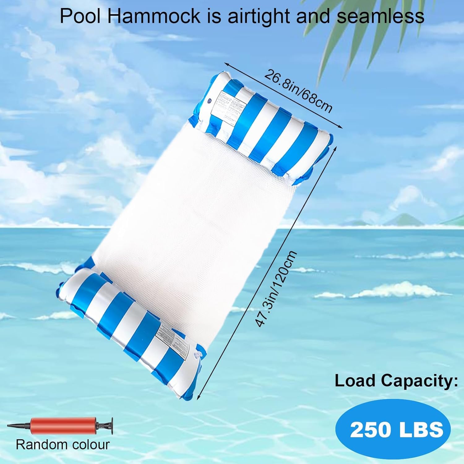 2 Pack Pool Inflatables for Adults 4-in-1 Inflatable Pool Floats Hammock with 2 Inflatable Drink Holders,Water Hammock for Swimming Pools Portable Swimming Pool Lounger - Image 2