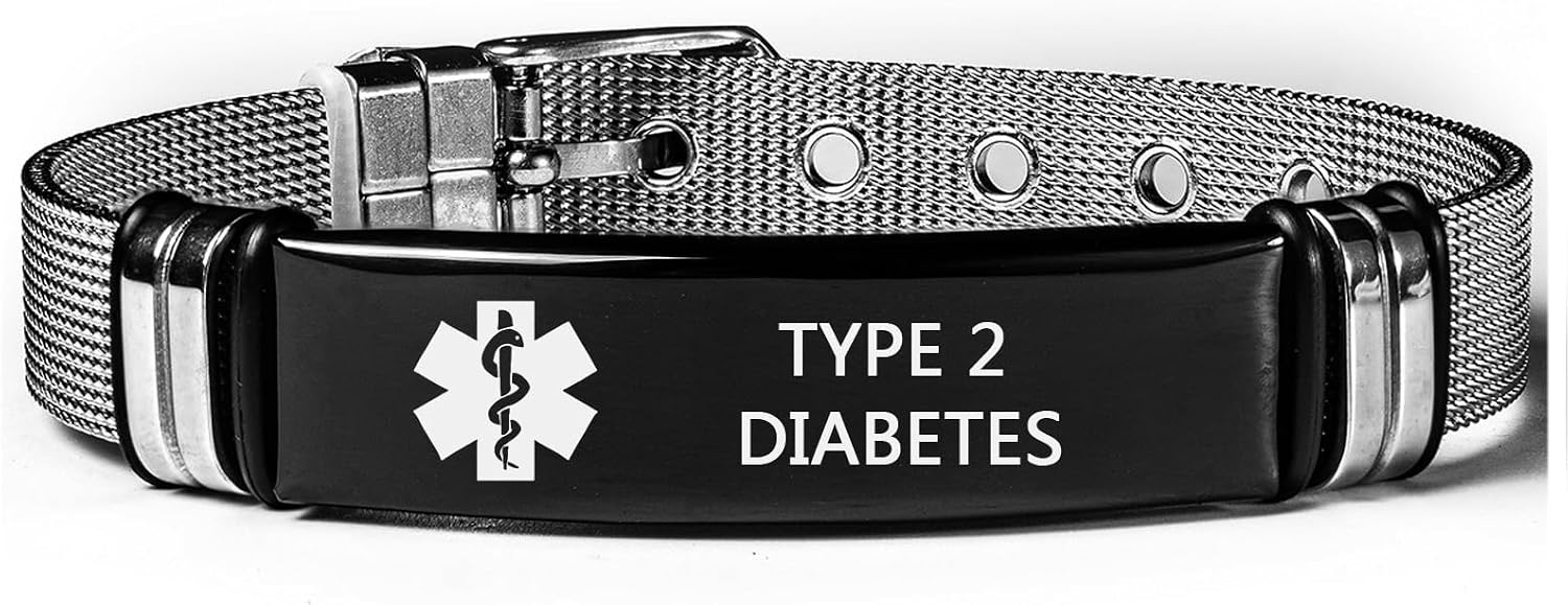 Stainless Steel Medical Symbol Awareness ID Bracelet For Women Men,SOS Emergency Health Life Alert Engraved Jewelry
