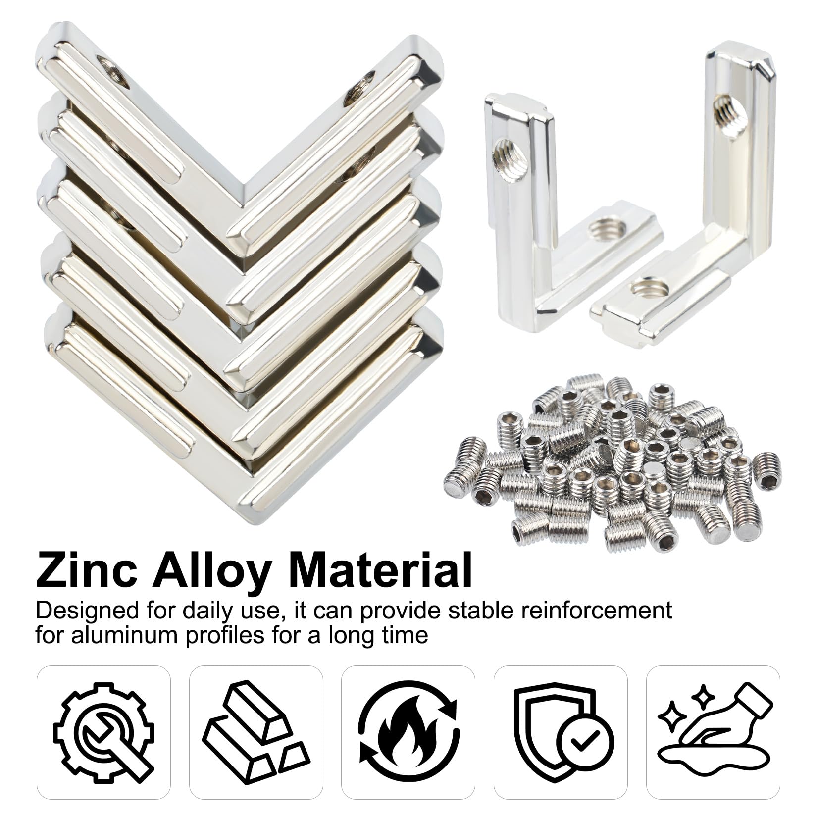 25 Pz Connettore Angolare Interno con Scanalatura a T 2020 per Profilo Alluminio, Set di Connettori Angolari Interni con Scanalatura a T 90° per Profilo in Alluminio Serie 20, con 50 viti