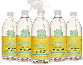 Lemon Aide High Performance All Natural Eco-Friendly All Surface Cleaner with Pure Lemon Essential Oil - Pack of 5 - Toxic-Free All Purpose Cleaner Solution for Countertops, Floors, Walls and More