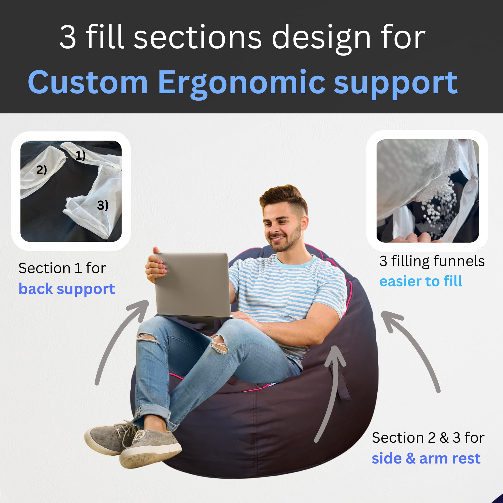 Amazon.com: Delmach Gaming Bean Bag Chair - Fun Gaming Sofa - for