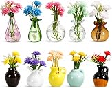 Mini Vase Magnets for Fridge - 10-Pack Mixed Ceramic and Glass Bud Vases - Slam-Proof for Mom, Teachers, Coworkers and Office Decor