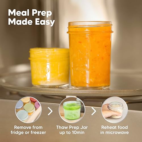 Miniatura 9 de KeaBabies Paquete de 4 recipientes de vidrio de 8 onzas y 4 onzas con tapas, a prueba de fugas, pequeños frascos de vidrio para microondas, purés de