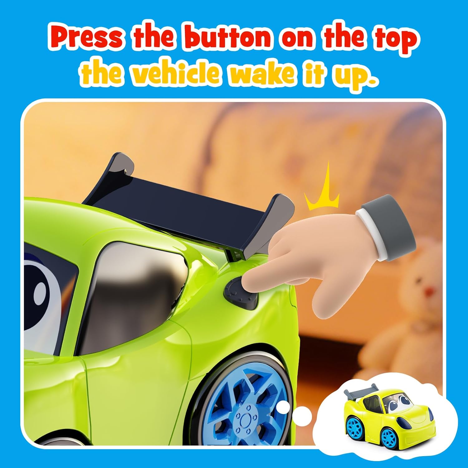 AEROQUEST Remote Control Car for Toddlers for Boys Light-Up Educational Fun Toy Cars for Interactive Durable Toys for 2 3 4 5 6 Girls Kids