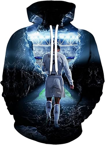 OYLIE Sudadera con capucha unisex con estampado 3D de Cristiano Ronaldo, CR7 de algodón con cordón de manga larga