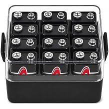 ALCYON 9V Battery Organizer Storage Case, Battery Vault Box Container for 12pcs 9V Batteries, Plastic Clear Protective Battery Holder for Travelling/Home/Office Box Only, Black